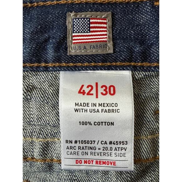 Ariat Jeans Mens 42x30 FR M4 Relaxed Low Rise Boot Cut Dark Wash Denim Work EUC - Picture 13 of 16